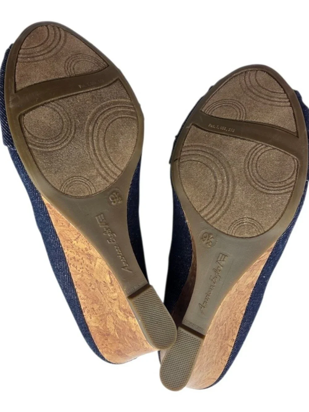 American Eagle By Payless Navy Peep-Toe Wedge Heels Size 9.5